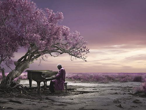 Pianiste sous l'arbre pourpre | Sérénade rêveuse