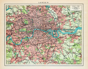 Vintage-Karte London ca. 1900