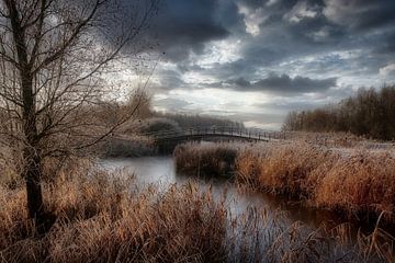 Paysage néerlandais avec des nuages. sur Robert Jan Smit