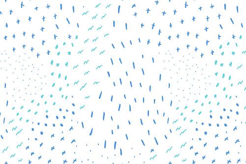 Kruisen, lijnen en stippen in pastel en neon. Blauw, groen, wit