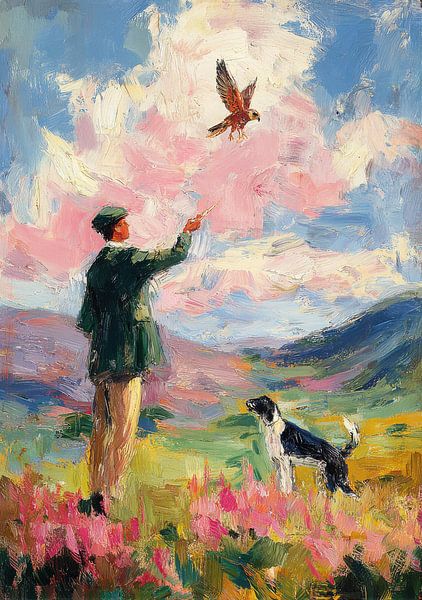 Jäger mit fliegendem Vogel von Niklas Maximilian