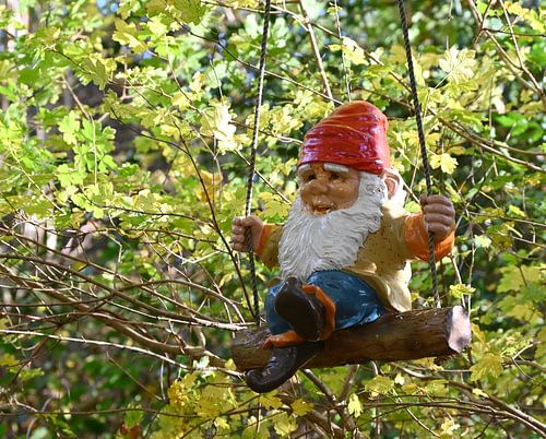 Kabouter op een schommel.