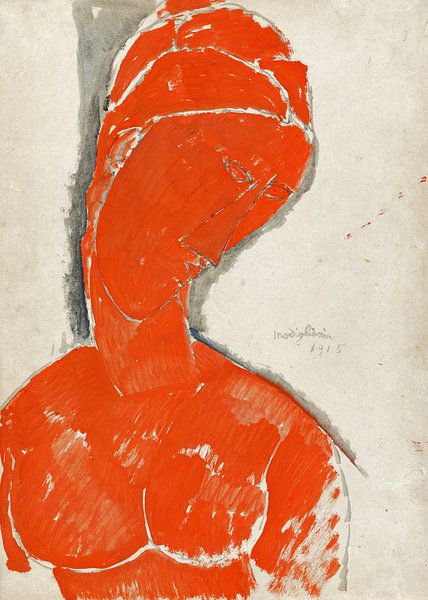 Amedeo Modigliani,Female bust in red, 1915 by finemasterpiece
