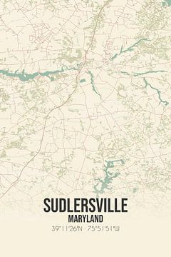 Vintage landkaart van Sudlersville (Maryland), USA. van Rezona