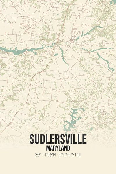 Vintage map of Sudlersville (Maryland), USA. by Prints of Place