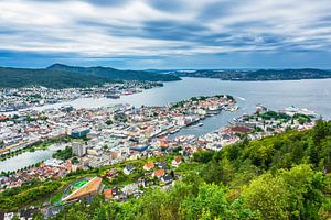 View to the city Bergen in Norway van Rico Ködder