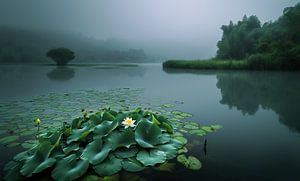 Blüten im Morgennebel