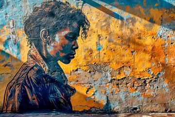 Graffiti - Street art - portret van BowiScapes abstract en digitale kunst