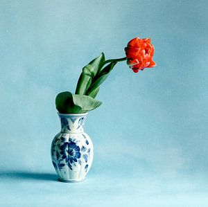 Französische Tulpe in Delfter Blau Vase