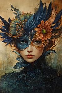 Mystérieux masque en plumes d'or