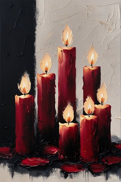 Rote Kerzen mit feurigen Flammen von Art & Soul Creations