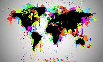Weltkarte in  Black Splash Optik