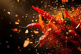 Des piments vivants en pleine explosion sur Poster Art Shop