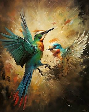 abstract aquarel van een vogel van Gelissen Artworks