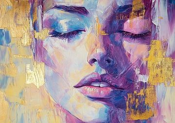 Abstract Vrouwenportret | Whispers of the Mind van Abstract Schilderij