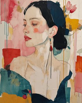 Kleurrijk portret in pastelkleuren van Carla Van Iersel