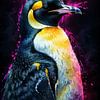 Kaiserpinguin Neon Aquarell von MIROKKU