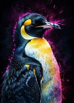 Keizerspinguïn Neon Aquarel van MIROKKU
