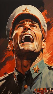 Sovjet militaire man in uniform - jaren '60 kunst poster, vintage retro stijl van Animaflora PicsStock
