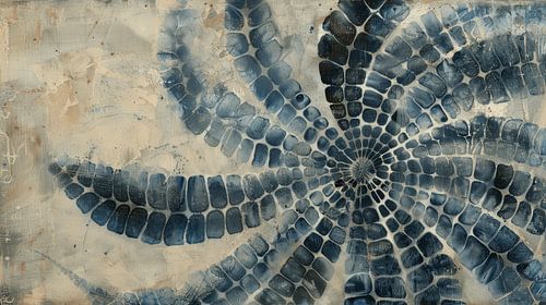 Indigo. Grafisch patroon in wabi-sabi stijl