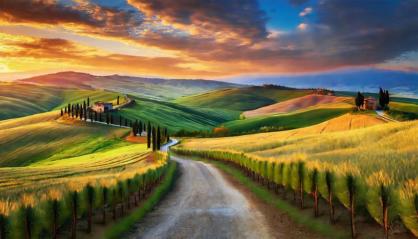 Toskana mit Landschaft von Mustafa Kurnaz