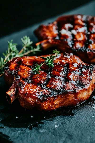 Gegrillte Lammkoteletts mit Kräutern von Poster Art Shop
