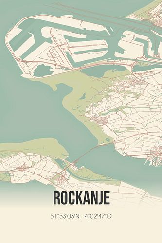 Vintage landkaart van Rockanje (Zuid-Holland)