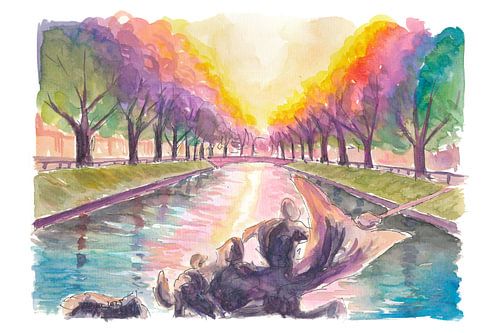 Duesseldorf Reflections Along Königsallee and Stadtgraben Canal