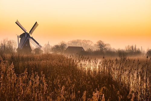 Morgendämmerung an der Noordermolen in Kardinge (Groningen)