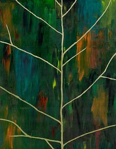 Peinture abstraite des nervures des feuilles sur papier