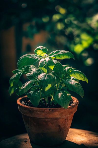 Basilikum Topf von Poster Art Shop