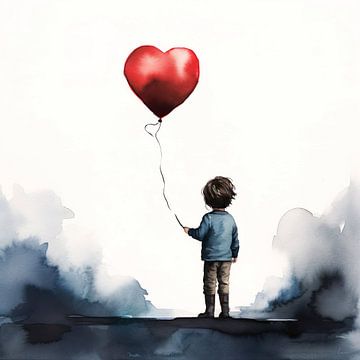 Kleiner Junge mit Luftballon von Lauri Creates