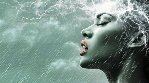 Vrouw met onweer