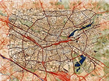 Kaart van Nürnberg in de stijl 'Serene Summer' van Maporia