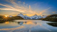 Mountain lake at sunrise