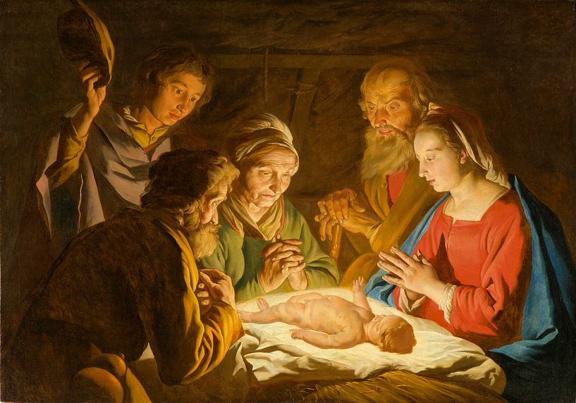 The Adoration of the Shepherds, Matthias Stom by Masterful Masters