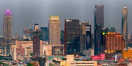 Bangkok’s glass towers in the evening glow