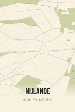 Vintage landkaart van Nijlande (Drenthe) van Rezona
