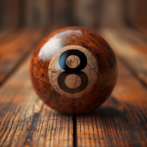 Biljartbal 8 hout vintage