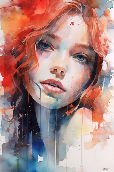 Abstract watercolour of a girl/woman. by Gelissen Artworks