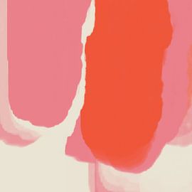 Modern abstract art in neon and pastel colors pink, orange, white no.5 by Dina Dankers