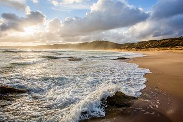 Coucher de soleil sur la plage en Australie sur Thomas van der Willik