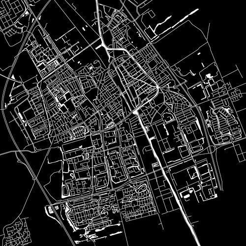 Delft | City Map Black | Square