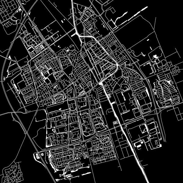 Delft Stadskaart | Zwart | Vierkant of als Wandcirkel van WereldkaartenShop