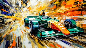 Green precision in a light storm by Klaus Tesching - Art-AI