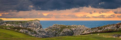  Panorama of a sunset near Guadamía, Asturias, Spain