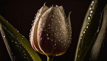 Gouttes de pluie sur une tulipe sur Mustafa Kurnaz
