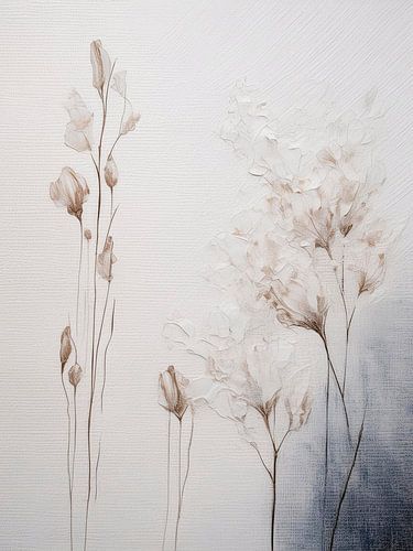 Japandi Art. Subtiel en sereen Stilleven. Fragiele grassen