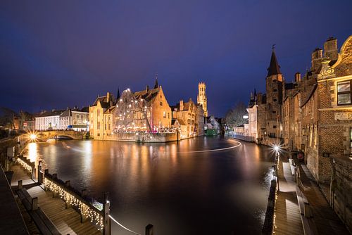 House Perez de Malvenda and Belfry of Bruges during the Christmas period