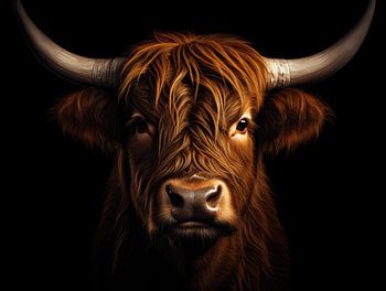Majesteit van de Nacht - Schotse Hooglander in Contrast